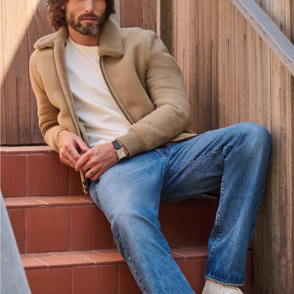 100% Genuine Lamb Suede Flight Jacket Lined with Genuine Lamb Shearling -Limited